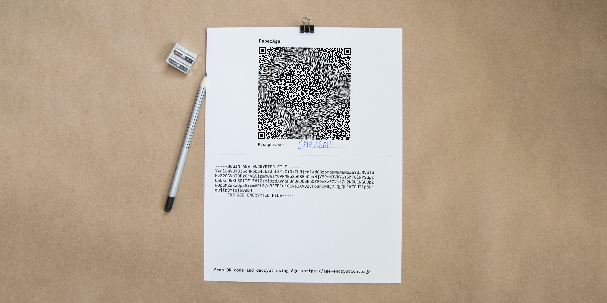 PaperAge: Easy and secure paper backups of secrets