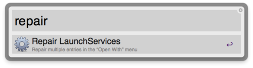 Alfred 2 Workflow: Repair LaunchServices