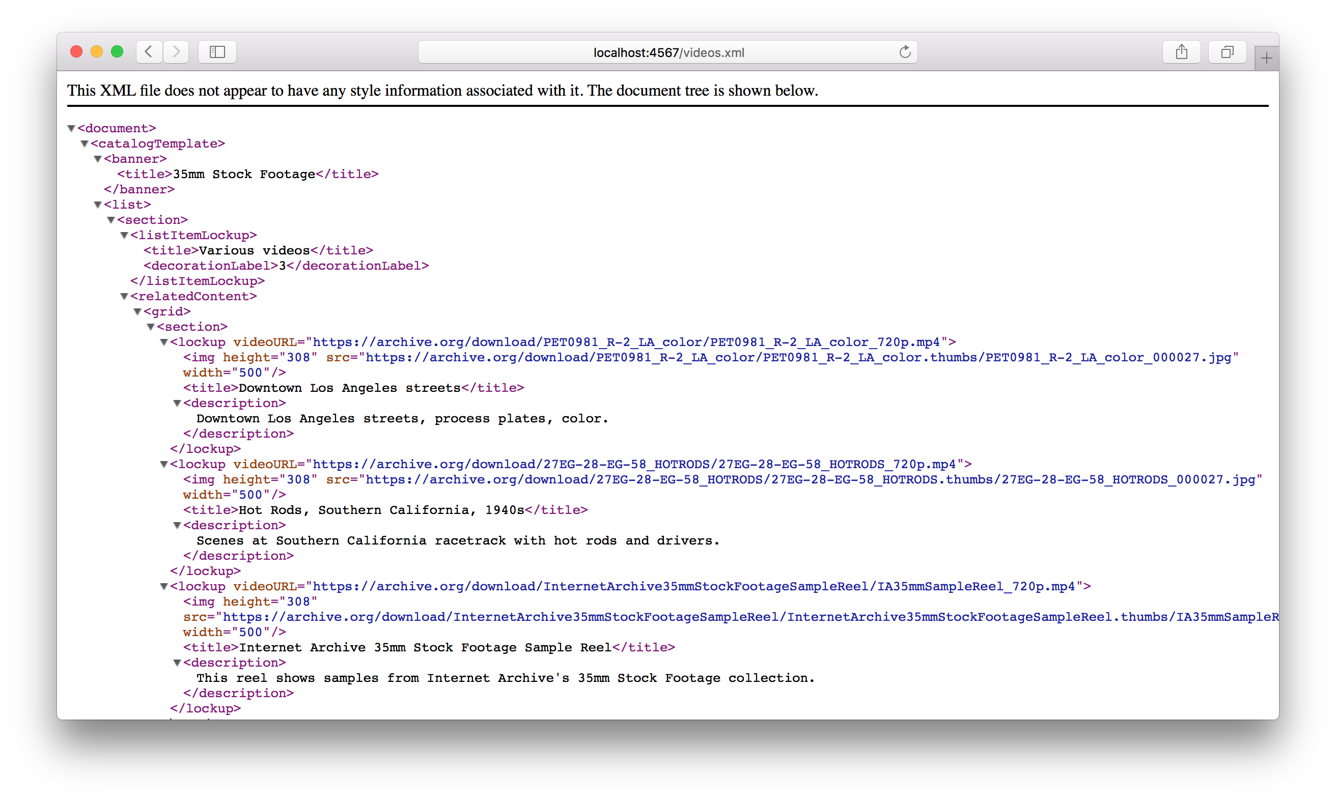 videos.xml in Safari